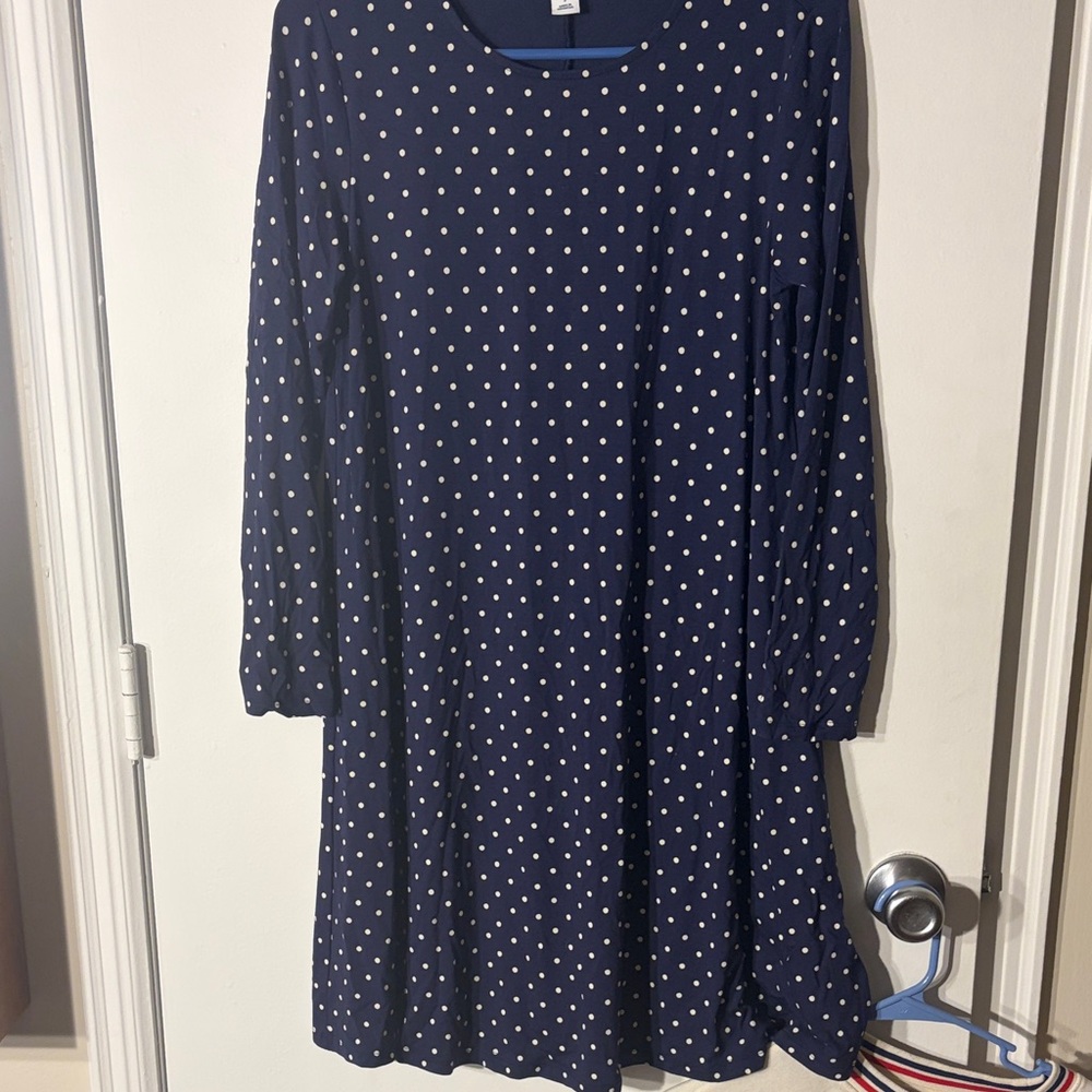 Old Navy Dark Blue Dress with White Dots